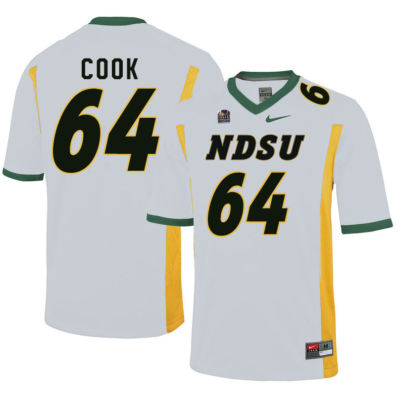 Men #64 Brendan Cook North Dakota State Bison College Football Jerseys Sale-White